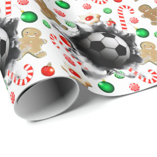 Soccer Christmas Holiday Gift Wrapping Paper