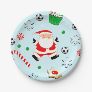 Soccer Christmas Holiday Paper Plate