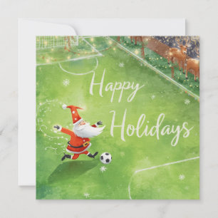 Soccer Christmas  Holidays Santa playing soccer  Holiday Card