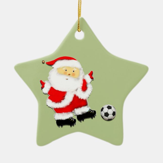 Soccer Christmas Keepsake Ceramic Tree Decoration (Front)