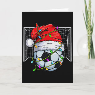 Soccer Christmas Lights Santa Hat Sports Lover Gam Card
