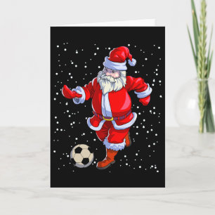 Soccer Christmas Men Kids Boys Soccer Santa Claus Card