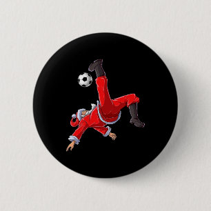 Soccer Christmas Santa Bicycle Kick Xmas Boys Men 6 Cm Round Badge
