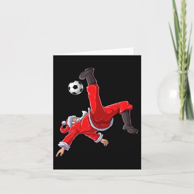 Soccer Christmas Santa Bicycle Kick Xmas Boys Men  Card (Front)