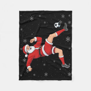 Soccer Christmas Santa Bicycle Kick Xmas Boys Men  Fleece Blanket