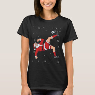 Soccer Christmas Santa Bicycle Kick Xmas Boys Men T-Shirt