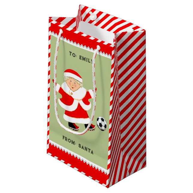 Soccer Christmas Small Gift Bag (Front Angled)