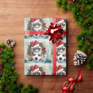 Soccer Christmas themed for Cat Lover Wrapping Paper