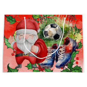 Soccer Christmas themed  Large Gift Bag