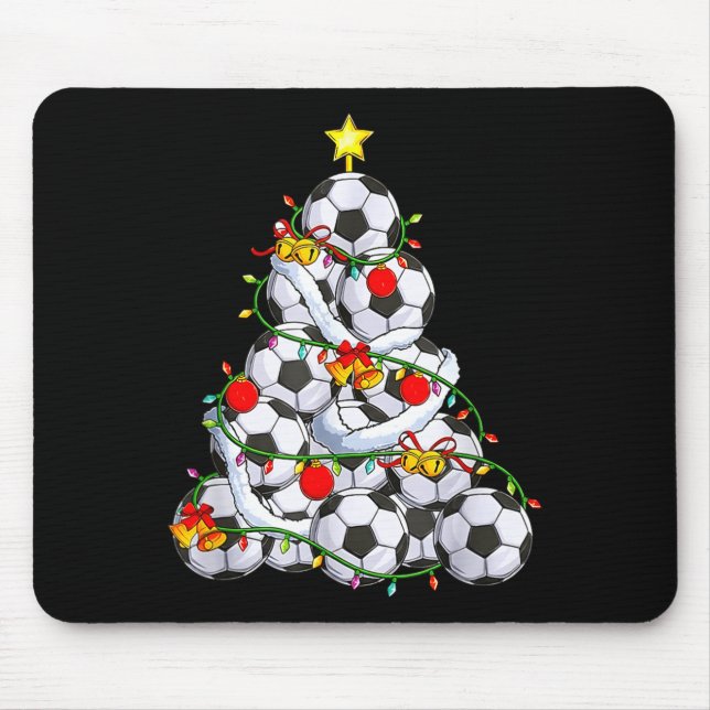 Soccer Christmas Tree Ball Santa Hat Funny Xmas So Mouse Pad (Front)