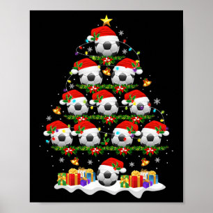 Soccer Christmas Tree Lights Funny Xmas Boys Socce Poster