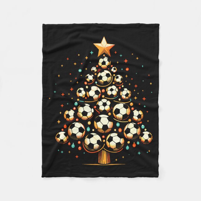 Soccer Christmas Tree Santa Xmas Girls Boys Men Ki Fleece Blanket (Front)