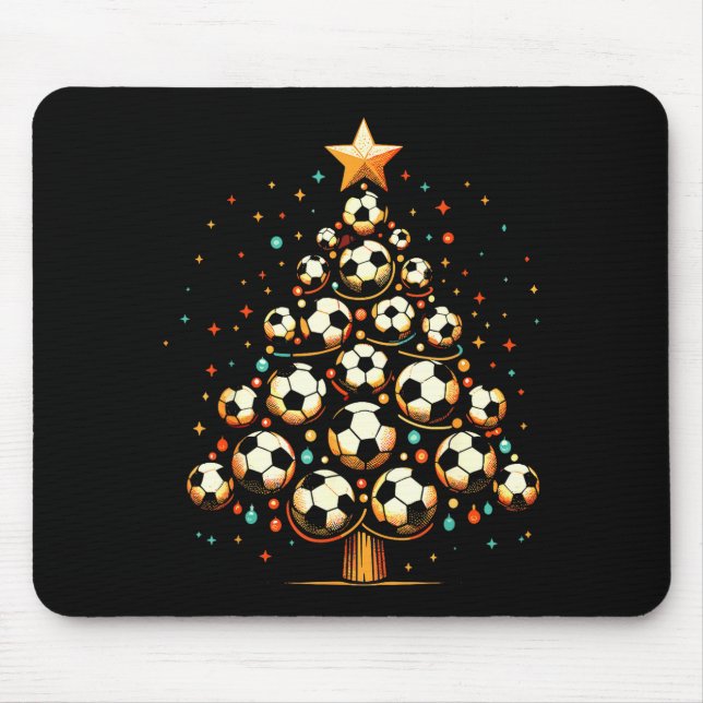 Soccer Christmas Tree Santa Xmas Girls Boys Men Ki Mouse Pad (Front)