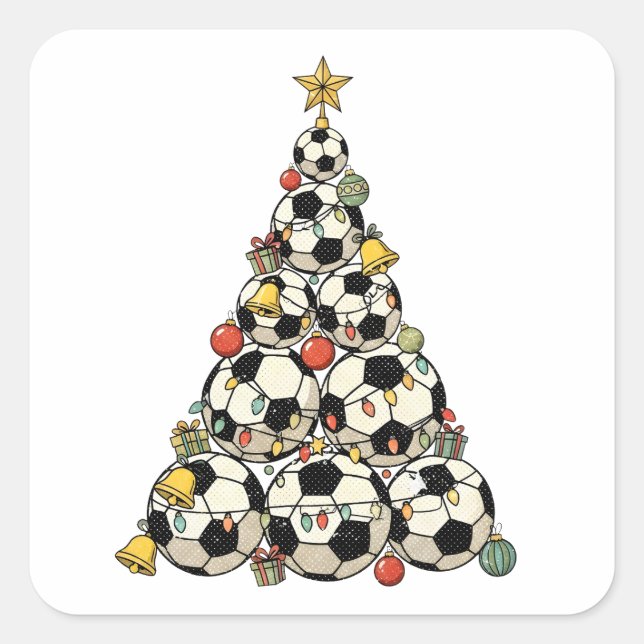 Soccer Christmas Tree Square Sticker (Front)