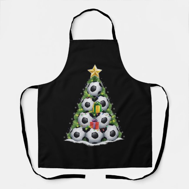Soccer Christmas Tree Xmas Player Boys  Apron (Front)