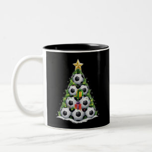 Soccer Christmas Tree Xmas Player Boys  Two-Tone Coffee Mug