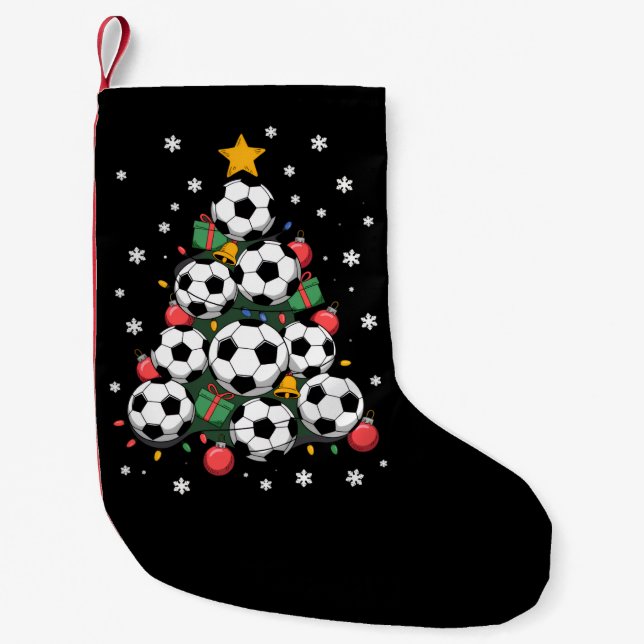Soccer Christmas Tree Xmas Player Sports Lover Small Christmas Stocking (Front)