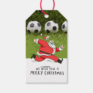 Soccer Christmas with Santa Claus playing ball  Gift Tags