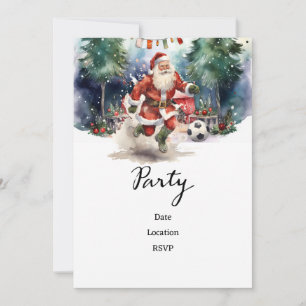 Soccer Christmas with Santa Claus playing ball  Save The Date