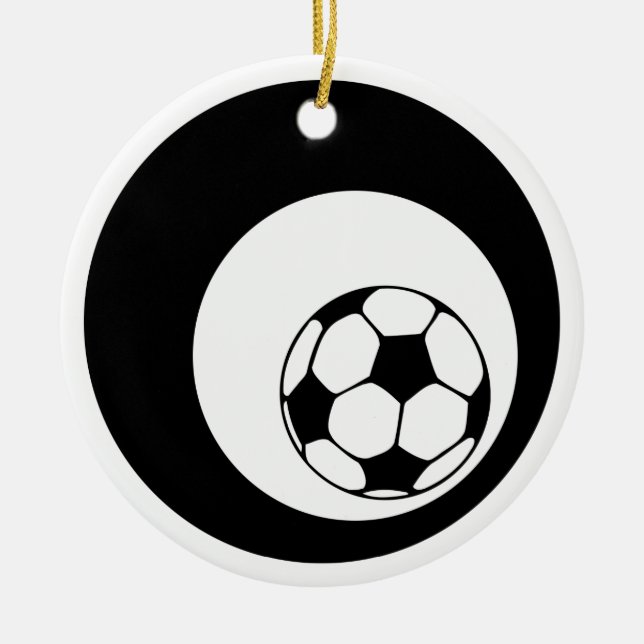 soccer circles ceramic tree decoration (Front)