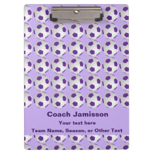 Soccer Clipboard, Purple and White Clipboard