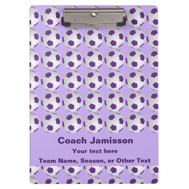 Soccer Clipboard, Purple and White Clipboard (Front)