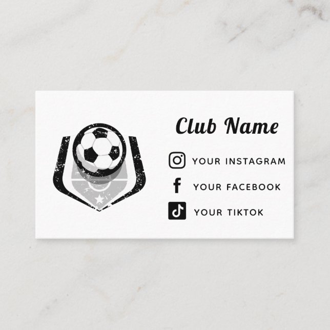 Soccer Club Team League Simple Follow Social Media Business Card (Front)