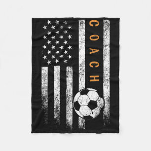 Soccer Coach American Flag Design Soccer Trainer C Fleece Blanket