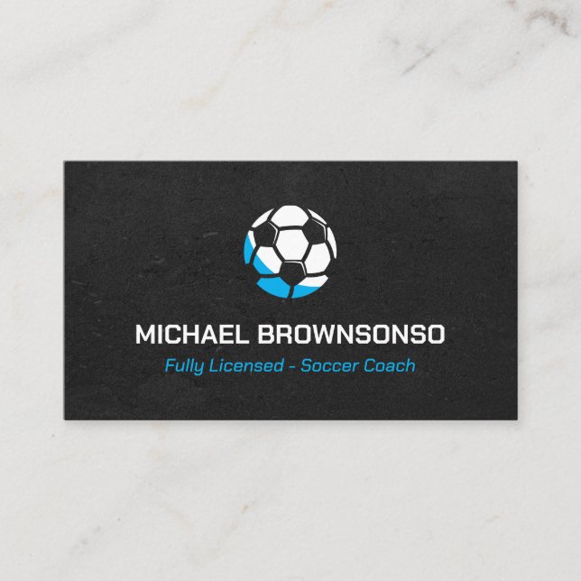 Soccer Coach Blue Business Card (Front)