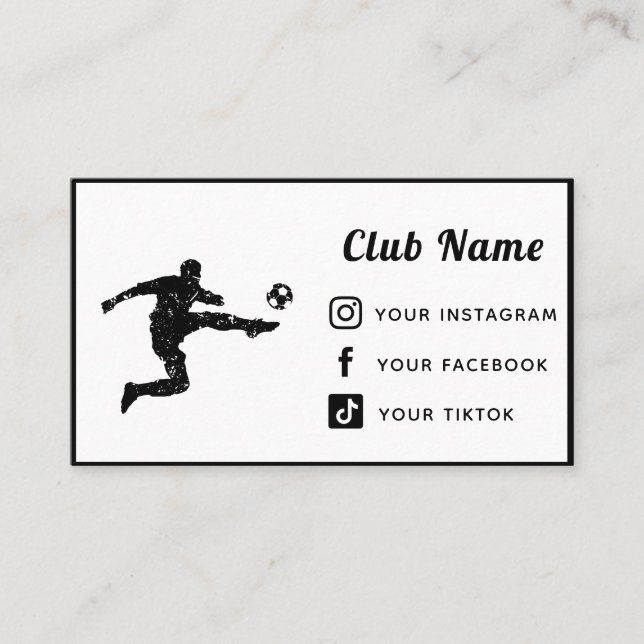 Soccer Coach Club Simple Social Media Platforms Business Card (Front)