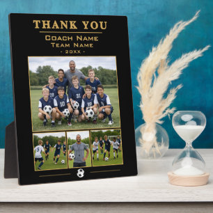 Soccer Coach Collage Team 4 Photo Thank you Card Plaque