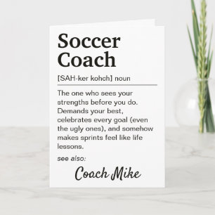 Soccer Coach Definition Personalised Thank You Card