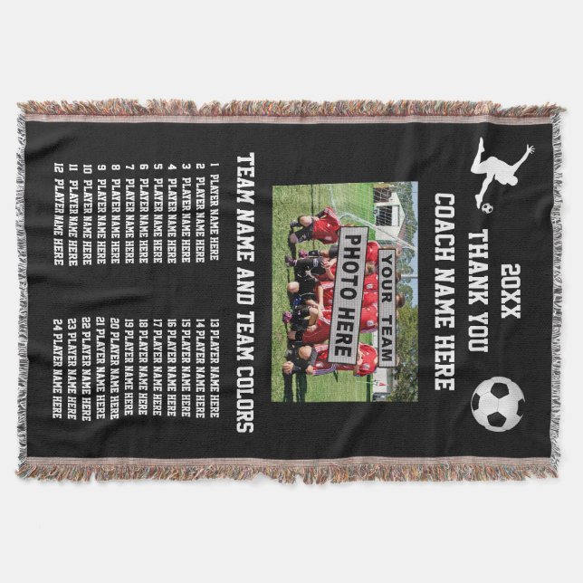 Soccer Coach Gift Ideas Photo, All Player's Names Throw Blanket (Front)