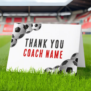 Soccer Coach Name  Thank You Card