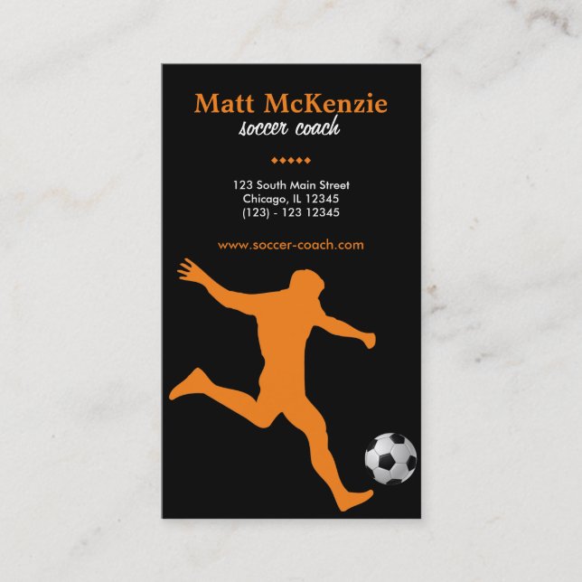 Soccer Coach (Orange) Business Card (Front)