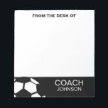 Soccer Coach Personalised Trendy Modern Stylish Notepad<br><div class="desc">Soccer Coach Personalised Trendy Modern Stylish Black and White Notepad.  A geometric soccer ball gives a modern feel to this trendy notepad. Personalise with name in white with black background on the bottom of notes. A practical and personalise gift for a school soccer coach.</div>