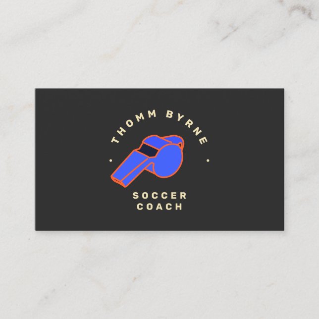 Soccer Coach ,  Referee Whistle Business Card (Front)
