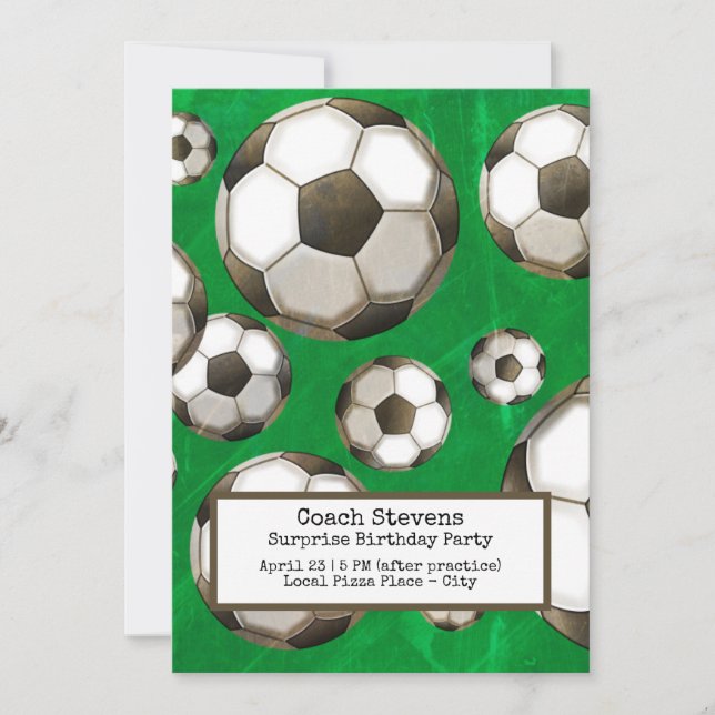 Soccer Coach Surprise Birthday Party  Invitation (Front)