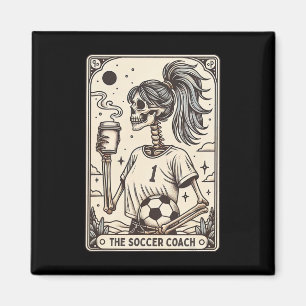 Soccer Coach Tarot Card Halloween Skeleton Soccer Magnet