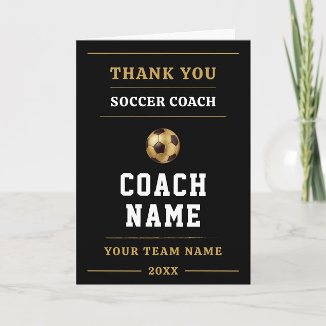 Soccer Coach Team Appreciation Gift Thank You Card (Front)
