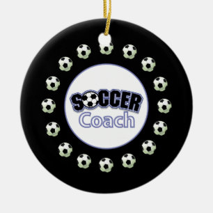Soccer Coach Thank You, Balls Ceramic Tree Decoration