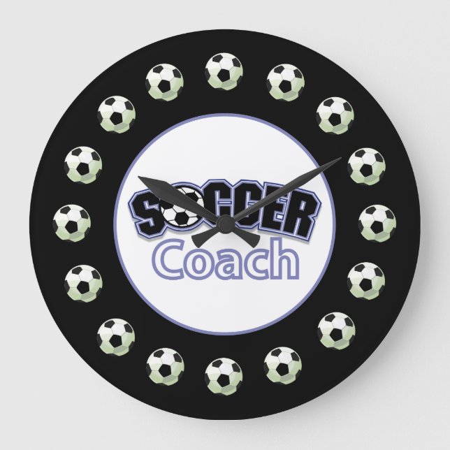 Soccer Coach Thank You, Balls Large Clock (Front)