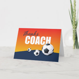 Soccer Coach Thank You on Blue and Orange Card