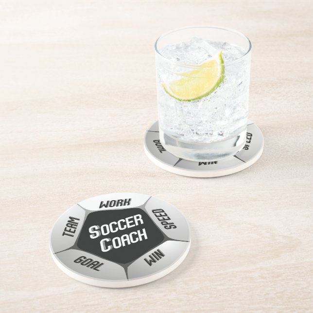 Soccer Coach Thanks Large Ball Coaster (Side)