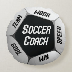 Soccer Coach Thanks Large Ball Round Cushion