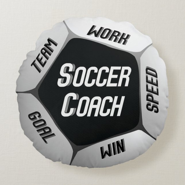 Soccer Coach Thanks Large Ball Round Cushion (Front)