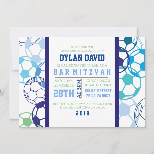 SOCCER COLORED Bar Mitzvah Invitation (Front)