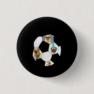 Soccer Cool Dog Pug Life Pug Birthday Cute Pug 3 Cm Round Badge