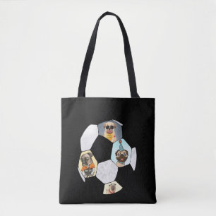Soccer Cool Dog Pug Life Pug Birthday Cute Pug Tote Bag