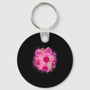 Soccer Coquette Bow Breast Cancer Awareness Nk Rib Key Ring